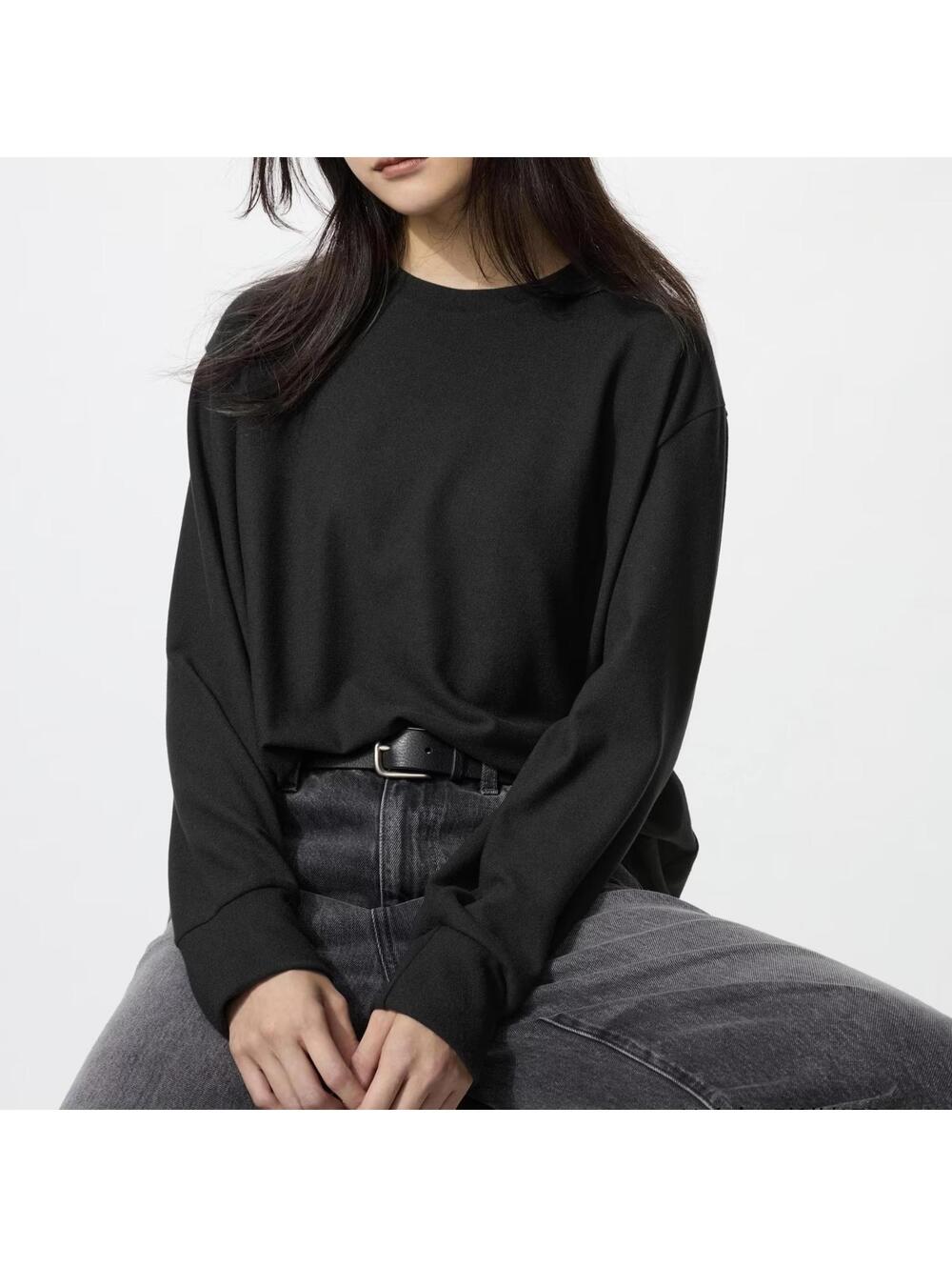 Uniqlo Soft Knitted Fleece T-Shirt | Long Sleeve NWT Black XXL